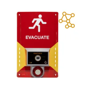 Combined wireless evacuation trigger and siren unit with red and yellow panel