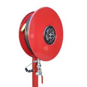 Commander 36m Fixed Fire Hose Reel with protective side panel.